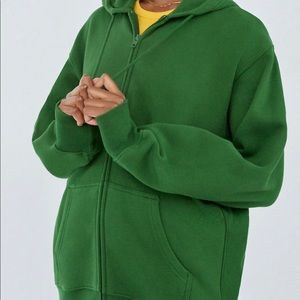 ARITZIA TNA Cozy Fleece Boyfriend Zip Hoodie - Emerald Juniper Green